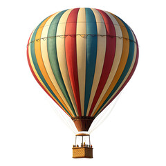 Colorful striped hot air balloon basket isolated on a transparent background image