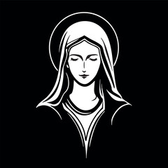 Virgin Mary Vector illustration, Mother Of God Clipart Design, mother of Jesus Art