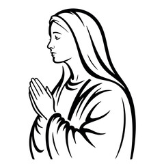 Virgin Mary Vector illustration, Mother Of God Clipart Design, mother of Jesus Art