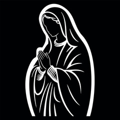 Virgin Mary Vector illustration, Mother Of God Clipart Design, mother of Jesus Art