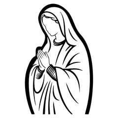 Virgin Mary Vector illustration, Mother Of God Clipart Design, mother of Jesus Art