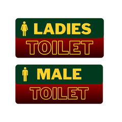 The image features a sign clearly indicating the locations of the ladies' and male toilets. The text is presented in bold, readable font, making it easily identifiable.