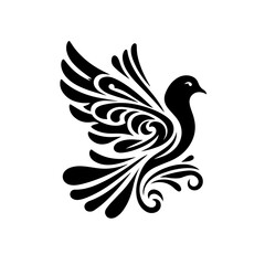Obraz premium Stylized Black Dove with Ornate Wings.