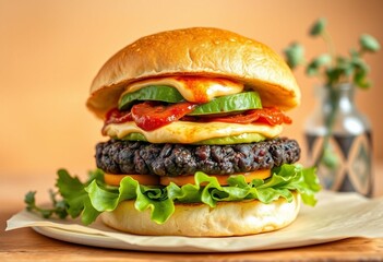 Vibrant vegetarian burger with modern twist