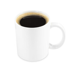 Tasty coffee in cup isolated on white