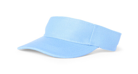 One light blue visor cap isolated on white. Mockup for design