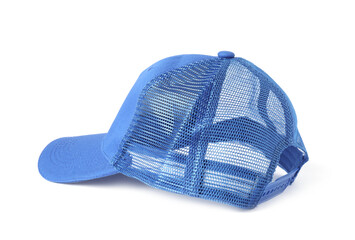 One blue baseball cap isolated on white. Mockup for design
