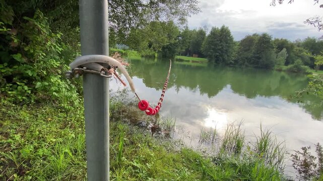 Absperrung See Fluss Sicherheit Wasserwacht Badegebiet Abgesperrter Schwimmbereich Absperrseil Badebereich