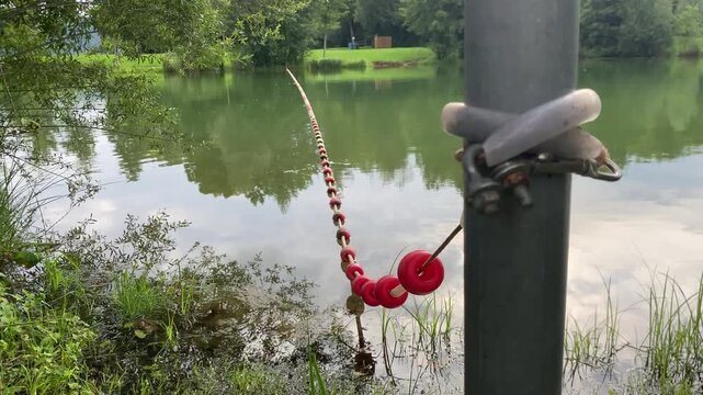 Absperrung See Fluss Sicherheit Wasserwacht Badegebiet Abgesperrter Schwimmbereich Absperrseil Badebereich