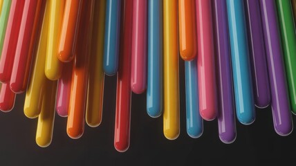 Vibrant Color Palette: An abstract composition of multicolored, smooth, tubular forms in a dazzling array, forming a striking and visually rich artwork.