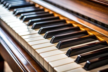 Naklejka premium A close up of a piano with black and white keys
