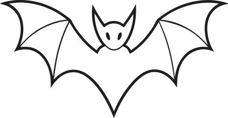 Simple Black Bat Silhouette with Outstretched Wings – Vector Illustration