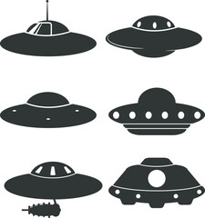 Set UFO silhouettes - Aliens spaceship icon collection