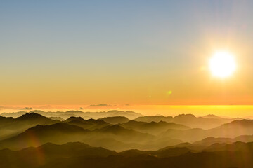 Sunrise at the mount Sinai. Sinai peninsula, Egypt