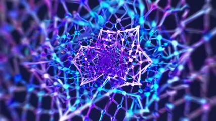 Plexus abstract network growing and rotating with light effects - Powered by Adobe