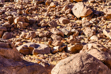 Stones in Sinai mountains at the Sinai peninsula in Egypt