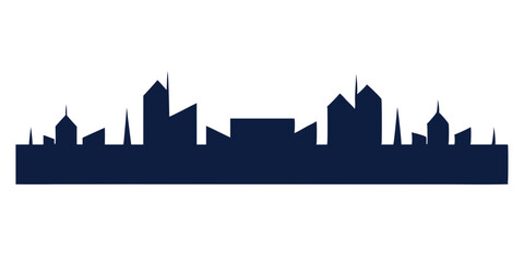 Naklejka premium City Skyline Cut from Square Frame Vector for Modern Urban Design