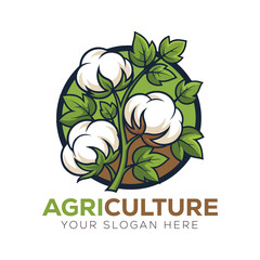 Fototapeta premium Modern Cotton Agriculture Logo Design for Social Media and Branding