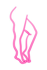 A glowing neon sign of a sexy woman's body and legs. A vibrant pink, electric line art illustration showing an elegant female figure and sensual curves. A symbol of glamour and beauty, Transparent PNG