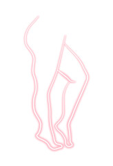 A glowing neon sign of a sexy woman's body and legs. A vibrant pink, electric line art illustration showing an elegant female figure and sensual curves. A symbol of glamour and beauty, Transparent PNG