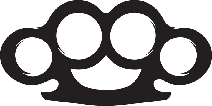 Black brass knuckles with four finger holes on white background knuckle dusters weapon