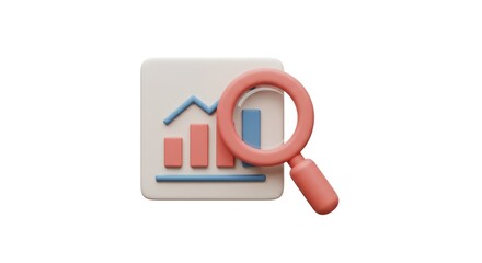 Obraz premium 3D Render of Business Chart with Magnifying Glass for Analysis