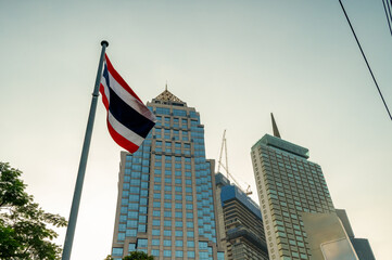 Bangkok Thailand flag in the sky