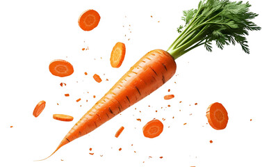 Falling Carrot slice isolated on white background 