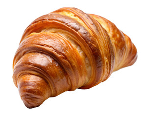 Fototapeta premium A golden brown flaky croissant, isolated on transparent background