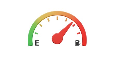 3D Rendered Fuel Gauge: Low Fuel Warning, Gradient Color Design