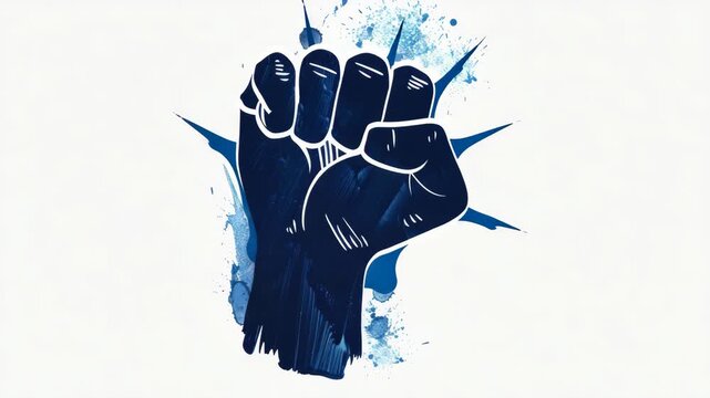 Blue fist symbol for protest and solidarity