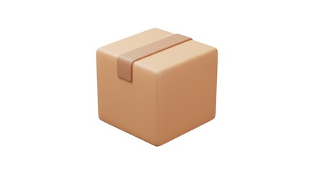 Fototapeta premium 3D Rendered Parcel Box with Brown Tape, Isolated on White Background.