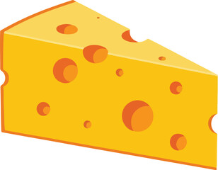 Yellow Swiss Cheese Wedge Illustration