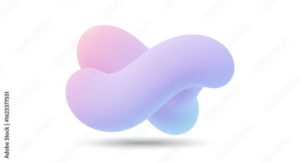 Wall mural abstract 3d fluid shape with gradient colors and shadow on white