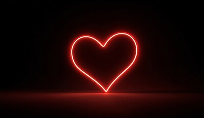 Vibrant red neon heart glows against a dark backdrop, creating a modern romantic statement