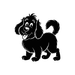 black and white cartoon dog. black dog silhouette vector logo photo wallpaper free download.