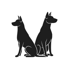 black dog silhouette vector logo photo wallpaper free download.