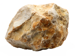 A rough, textured rock isolated on a transparent background