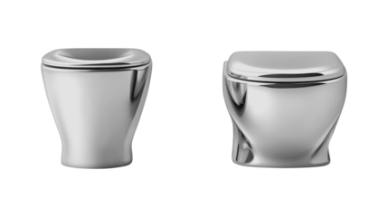 Modern chrome toilet design conceptualized in a clean architectural style for contemporary bathroom settings.