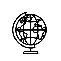 Vector globe illustration in minimalist style on white background  