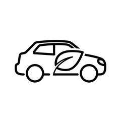 Eco-friendly car icon with leaf design in minimal style  