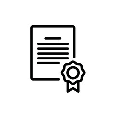 Vector icon of certificate with ribbon on white background  