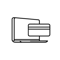 Laptop with Credit Card Icon in Minimalist Style  