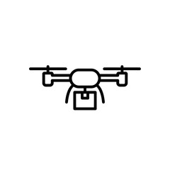 Drone Icon Delivering Package in Minimalist Style  