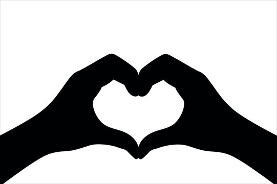 Naklejki Black hands forming a heart shape love white