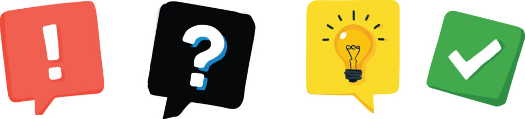 Set of bubble Icon set question mark bulb 