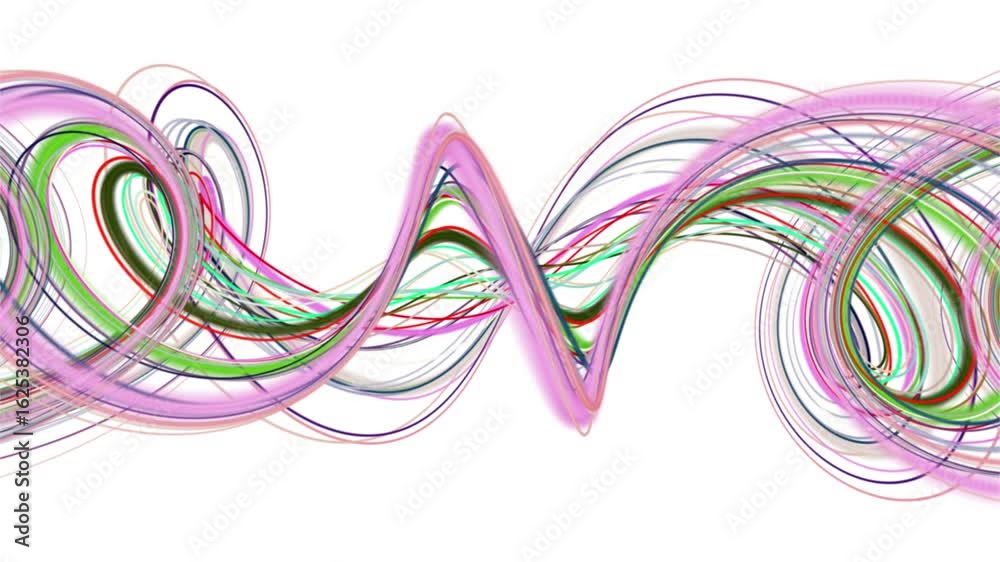 Wall mural fantastic video animation with stripe wave object in slow motion, 4096x2304 loop 4k