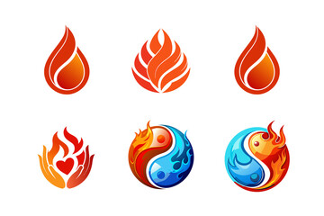 Fire Icon Set - PNG Vector Flames with Transparent Background for Web & App Design