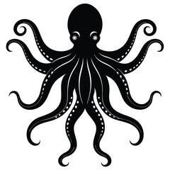octopus black silhouette vector