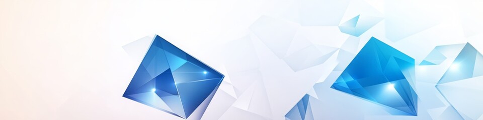 Blue Triangles Abstract Background, LinkedIn cover, copy space, AI Generated
